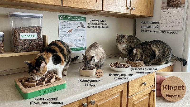 Что делать, если кошка заглатывает корм не пережевывая