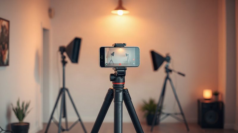 Формат Reels-воронок в Instagram: как превращать вирусные просмотры в заявки в Direct Смартфон на вертикальном штативе с зафиксированным экраном записи виде
