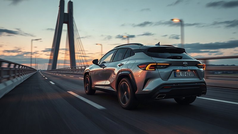 Новая эра электромобилей Toyota: кроссоверы bZ показывают ошеломительный рост Серебристый электрокроссовер Toyota bZ в движении по загородному шоссе