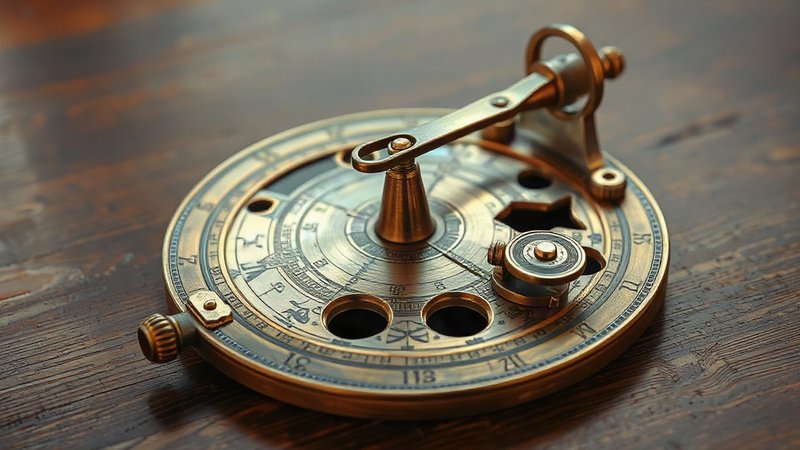 Четкая геометрия звездных траекторий Сложная старинная астролябия из бронзы и серебра со знаками зодиака
